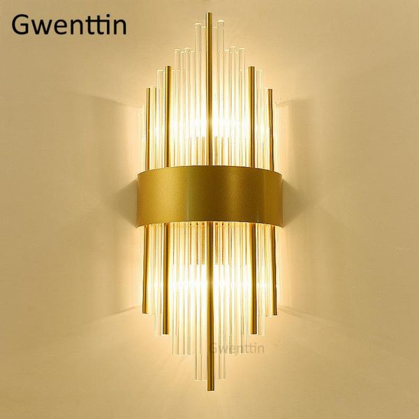 

wall lamp modern luxury crystal led gold sconce lights for home bedroom bathroom living room loft industrial art decor