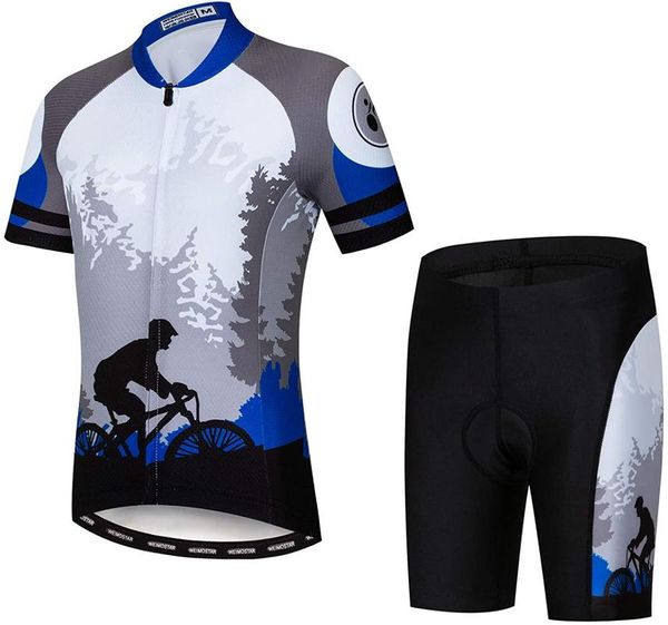 

racing sets summer men's cycling jersey bicycle short sleeve 2021 mountain bike sportwear quick-dry breathable shirt+19d pant/bib set, Black;blue