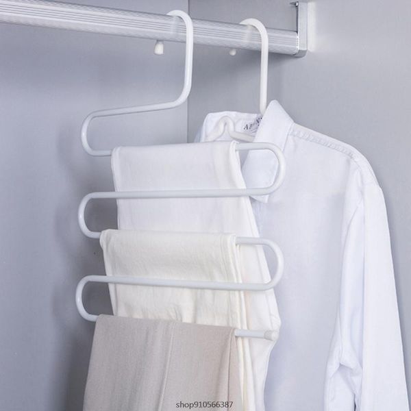 

pants hanger multi-layer s-style jeans trouser organizer closet carbon steel rack space saver for tie scarf jean cloth wholesale hangers & r