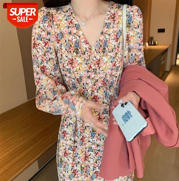 

[garden oil painting skirt] wearing it, i want to go outing french floral dress #at3u, Black;gray