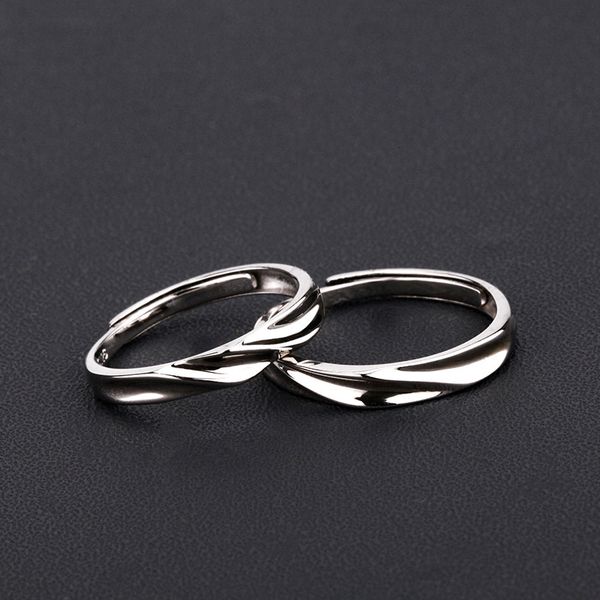 

fashion interwoven love s925 silver opening pair water like index finger ring lovers jewelry tanabata gift