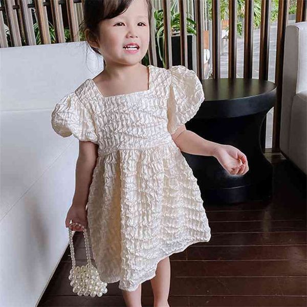 

summer girl clothing evening dresses girls' frilled solid color children's kids' party 210528, Red;yellow