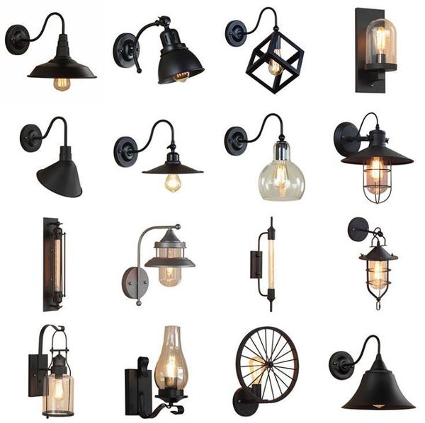 

wall lamp american style retro industrial decorative bar restaurant cafe internet corridor balcony iron
