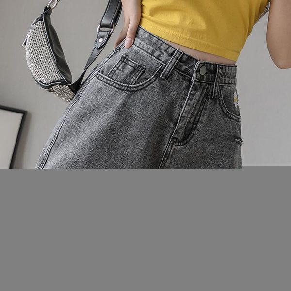 

women's shorts daisy embroidered denim 2021 summer hight waisted jeans women casual blue grey short for, White;black