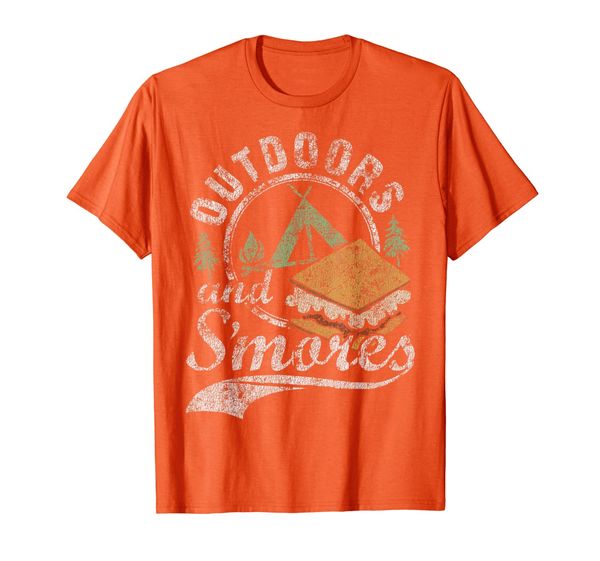 

outdoors s'mores funny campfire camping distressed t-shirt, White;black