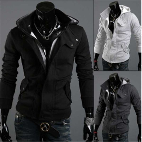 

men's jackets spring autumn casual hooded fashion zipper sweater jacket coat outwear coats, Black;brown