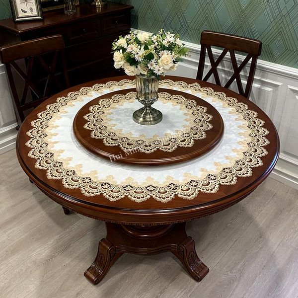 

table cloth european round tablecloth light luxury lace cover dining mat retro high grade white restaurant