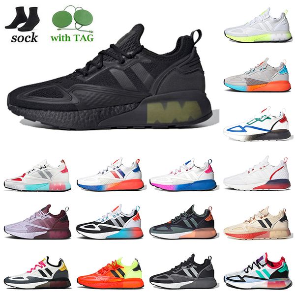 

original 4d sneakers zx 2k running shoes mens women triple black cloud white solar yellow red green gradient fade grey signal cyan designer