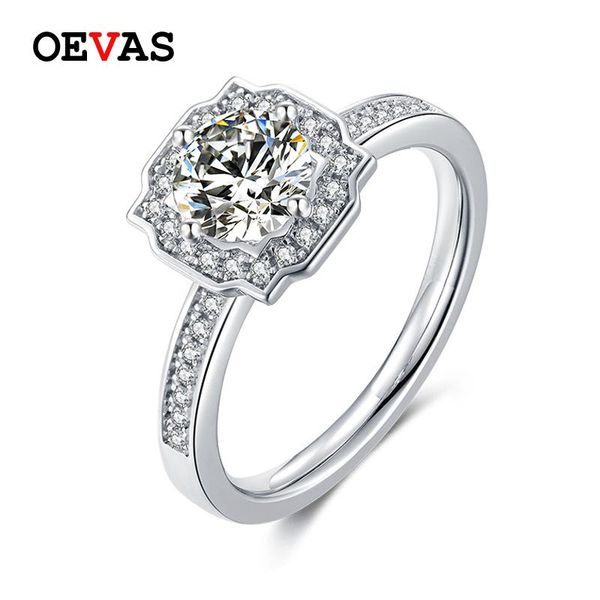 

cluster rings oevas 100% 925 sterling silver sparkling 1 d color moissanite anniversary for women engagement party fine jewelry, Golden;silver