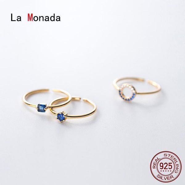 

cluster rings la monada geometry round finger for women 925 silver jewelry adjustable ring korean1, Golden;silver