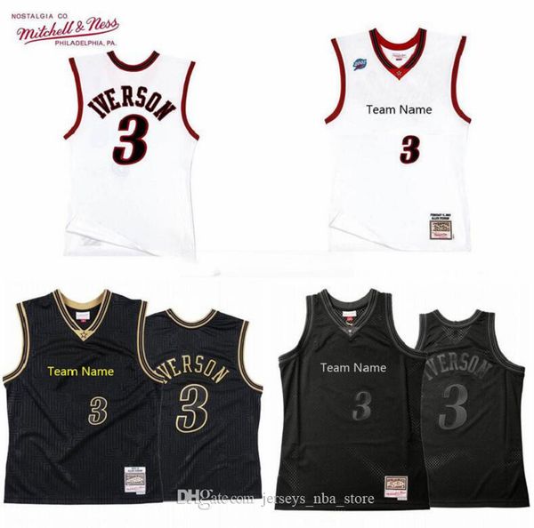 

custom men women youth basketball philadelphiacity team 3 allen iverson mitchell & ness 2001 hardwoods classic retro jersey s-6xl, Black;red