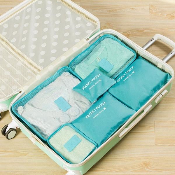 

the traveling and receiving clothes are packed in bags, suitcases waterproof six-piece bags storage