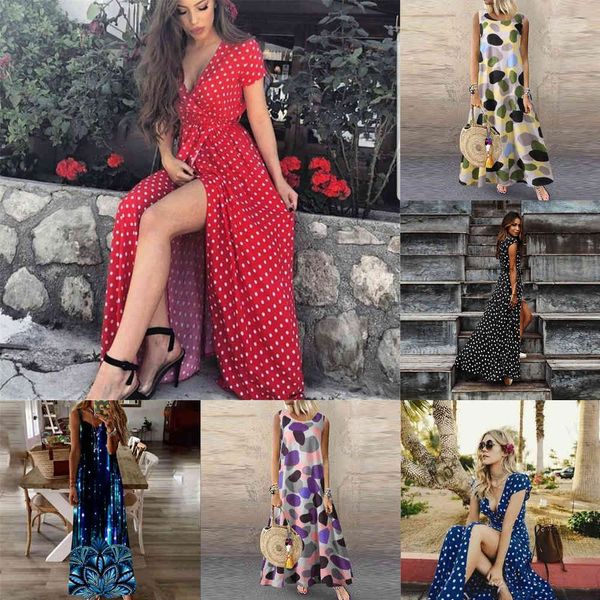 

women dress summer 2021 casual sleeveless halter solid beach long dress round neck sling fashion beach clothes plus size 5xl x0521, Black;gray