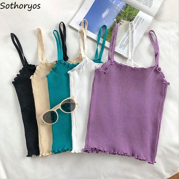 

women's tanks & camis women spaghetti strap summer tank- knitted lined solid skinny womens all-match streetwear elegant chic, White