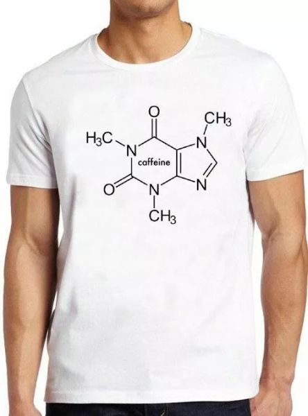 

caffeine funny coffee molecule atomic geek science vintage gift tee t shirt 4104, White;black