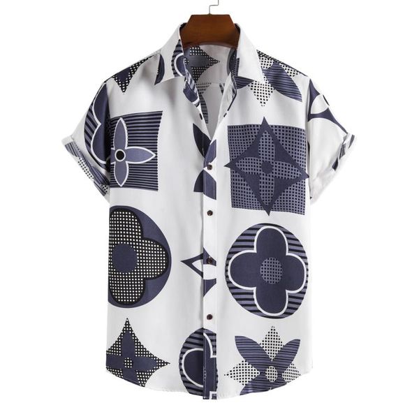 

men's casual shirts short-sleeved shirt flower print beach 2021 summer european size american xs, White;black