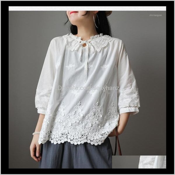 

womens blouses shirts embroidered cotton collar white blouse with lace vintage shirt mori girl1 jamp9 0ifws