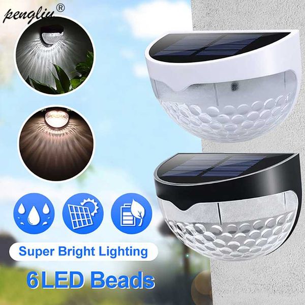

solar lamps 6led lamp waterproof powered sensor wall light auto on/off for outdoor pathway garden patio fence decoration