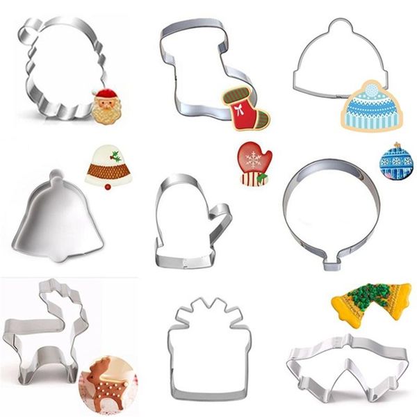 

baking moulds christmas cookie cutter stainless steel cut candy biscuit mold cooking tools theme metal cutters mould snowflake snowm