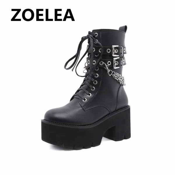 

shoes for women heels gothic punk boots 2021 rubber pearl rivet fashion studded motorcycle, Black