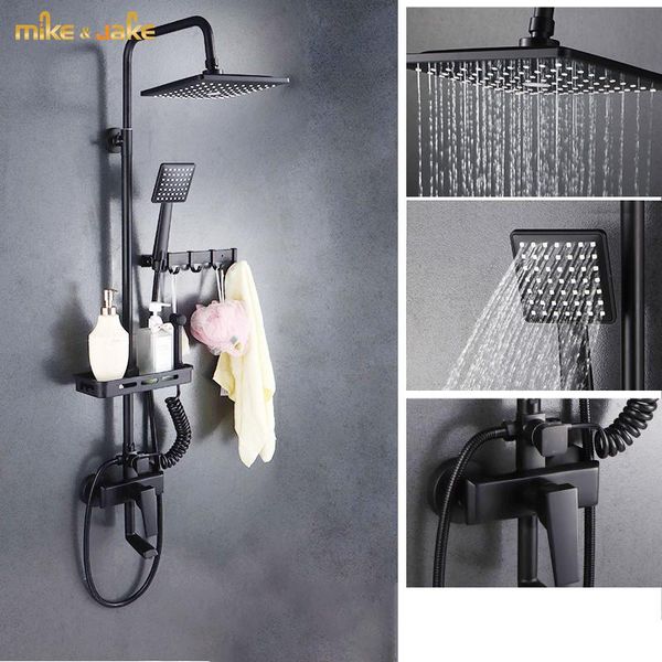 

matte black bath shower faucet wall message mixer rainfall bathroom set sets