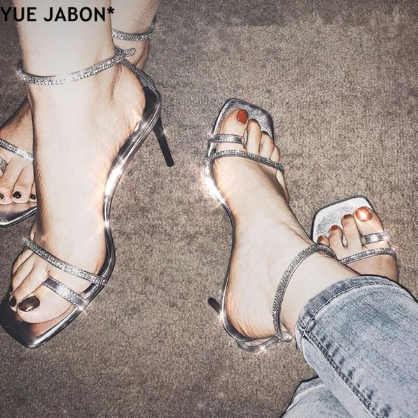 

women summer sandals silver high heel beach shoes woman buckle strap ladies party heels leather sandalias, Black