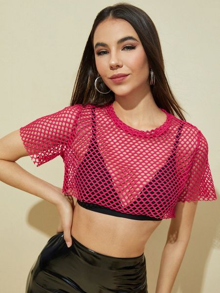 

sheer solid crop l5wi#, White