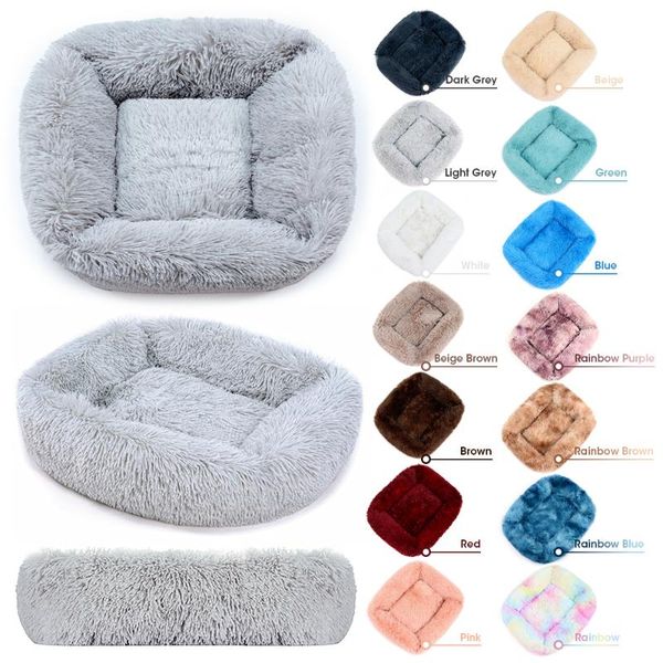 

cat beds & furniture soft long plush pet bed house cats dog mat winter warm square sleeping dogs puppy nest cushion portable for pets ba