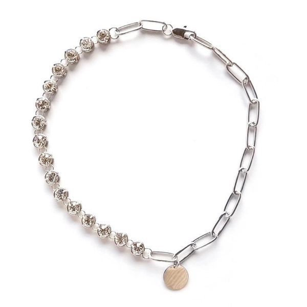 

pendant necklaces potcet women's stainless steel round brand titanium necklace geometric fashion hip hop party jewelry, Silver
