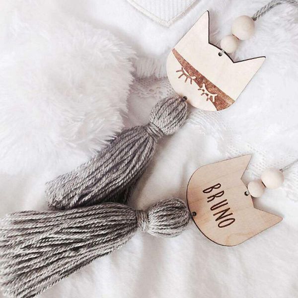 

home hanging ornament for kids room decoration lovely cat star wood beads tassel pendant party year christmas decor decorative objects & fig