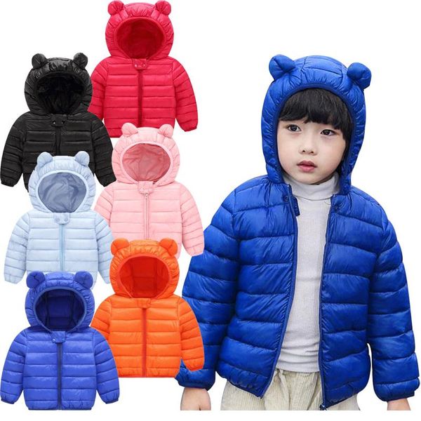 

down coat cute baby girls jacket kids hooded outdoor thick warm windproof infant children's clothing for boys, Blue;gray