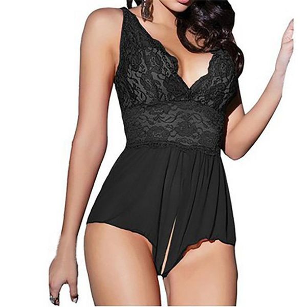 

bras sets 2021 plus size women open crotch lingerie babydoll chemise porno underwear erotic dress female nightwear a20, Red;black