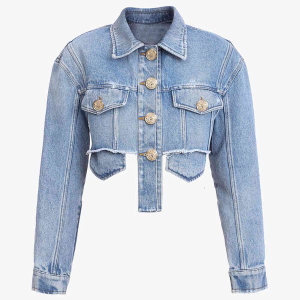 

women's jackets fashion stylish designer fringed crop denim short k69f, Black;brown