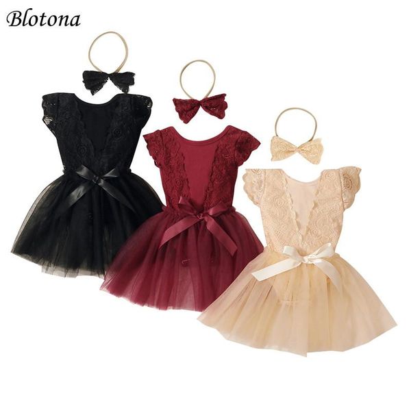 

clothing sets blotona baby girls 2pcs summer outfits, cute sleeve lace hollow out floral romper + tulle skirt headband set, 0-18months, White