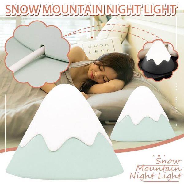 

cute led night light silicone touch sensor snow mountain lamp kids baby bedroom deskdecor usb charge ornaments #t2g cabinet