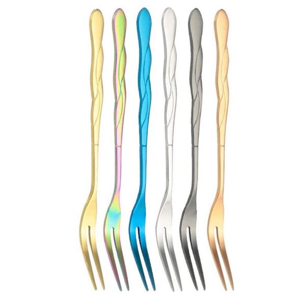 

forks 10pcs stainless steel cake fork fruit dessert salad cocktail two prong dinner