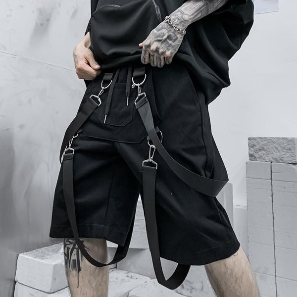 

men's shorts men 2021 hair stylist by dark port wind ribbon design fashion hip hop loose large size cargo, White;black