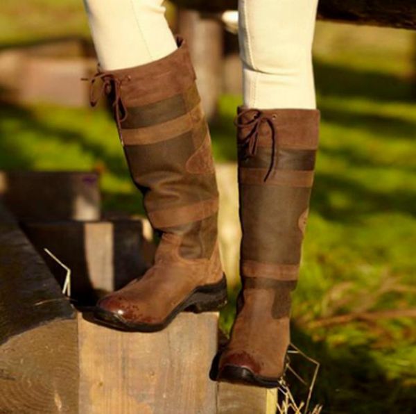 

boots low heels pu leather knee high women shoes woman booties vintage ethic shoe chaussures femme zapatos mujer sapato sf1161, Black