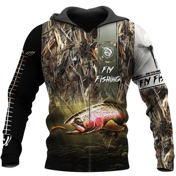 

men's hoodies & sweatshirts love trout fishing 3d all over printed men hoodie autumn and winter sweatshirt zip pullover casual st, Black