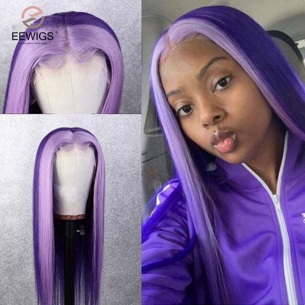 

synthetic wigs eewigs red pink purple highlight wig heat resistant lace front with natural hairline glueless for black women