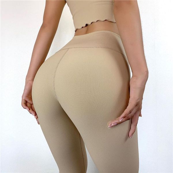 

women's leggings rooftrellen 13% spandex nahtlose gestreifte gestrickte hohe taille frauen fitness gym leggins lau, Black