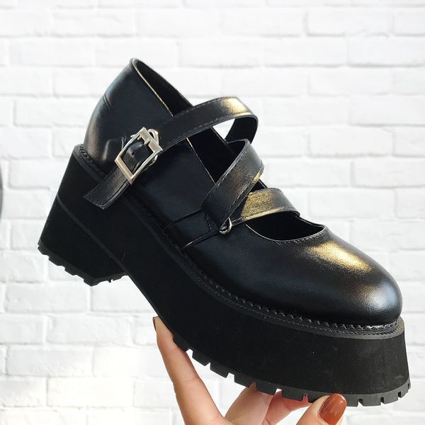 

sandals brand fashionable sweet cross-strap mary janes chunky heels platform cosy women shoes pumps female, Black