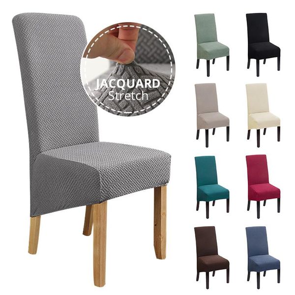

jacquard extra large xl dining chair cover stretch spandex elastic long back slipcover case for chairs kitchen banquet covers