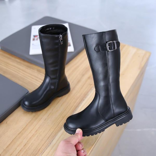

boots winter fleece girls fashion 2021 8 10 12 years high, Black;grey