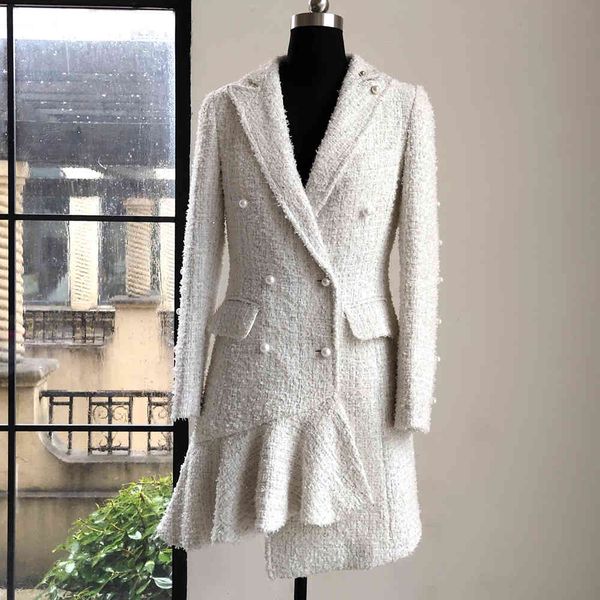 

women's trench coats ol'elegant tweed coat 2021 female autumn jacket b111, Tan;black