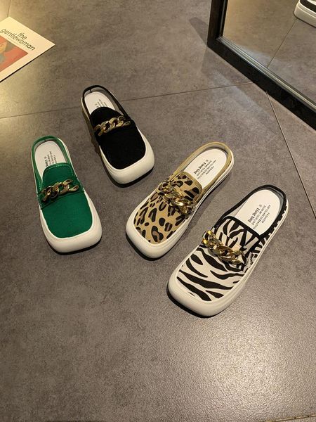 

slippers shoes women summer loafers pantofle cover toe slides soft 2021 leopard flat basic cotton fabric rubber canvas, Black