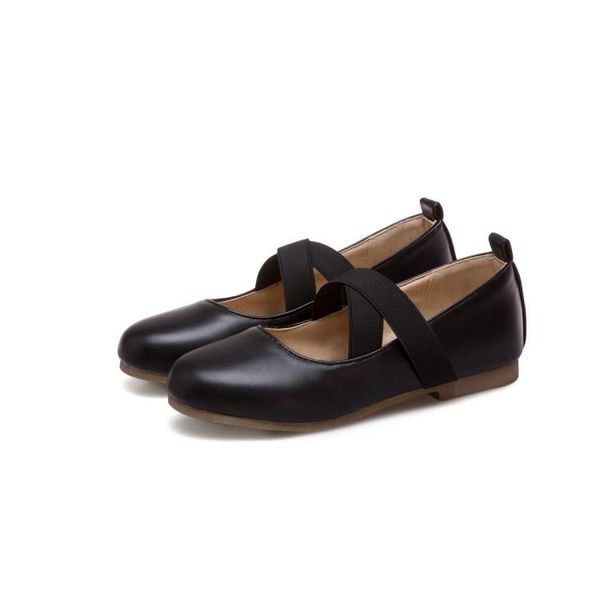 

dress shoes big size round head simple single summer flat ladies women woman, Black