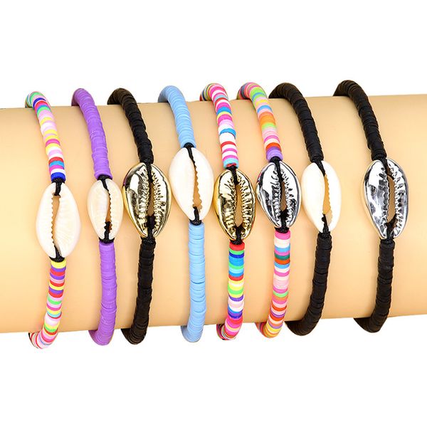 

kimter bohemian women bracelets anklet natural shell chain handmade braided rope bangle girl jewelry ladies gift q591fz, Golden;silver