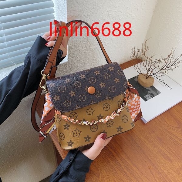 

women's bag #8620 ribbons new retro chain brown small square bags versatile fashion silk scarf single shoulder small cross body messeng