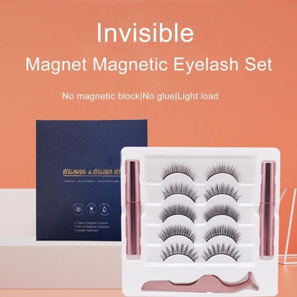 

false eyelashes 5 pairs magnetic magnet waterproof eyeliner tweezer set fake extension lashes
